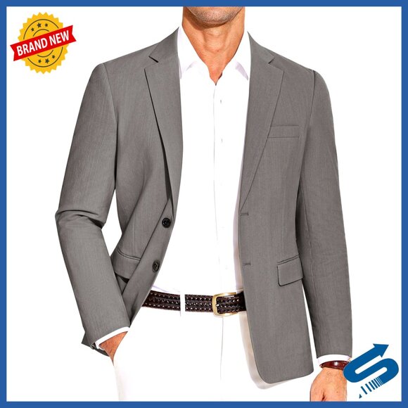 Lightweight Slim Fit Blazer Cotton Sport Coat Casual Two Button Jacket